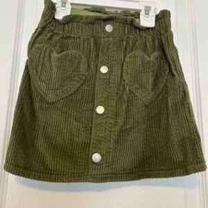 Old Navy Olive Green Corduroy Heart Pocket Skirt